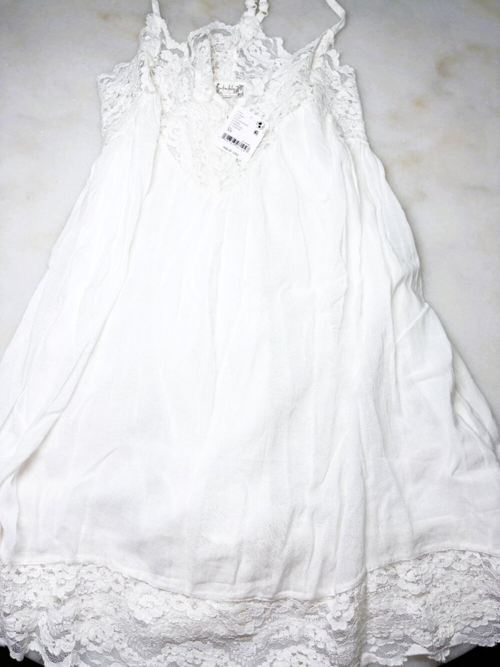 Free People Intimately Fiona Mini Slip Dress Ivory Lace Boho Size XS NWT